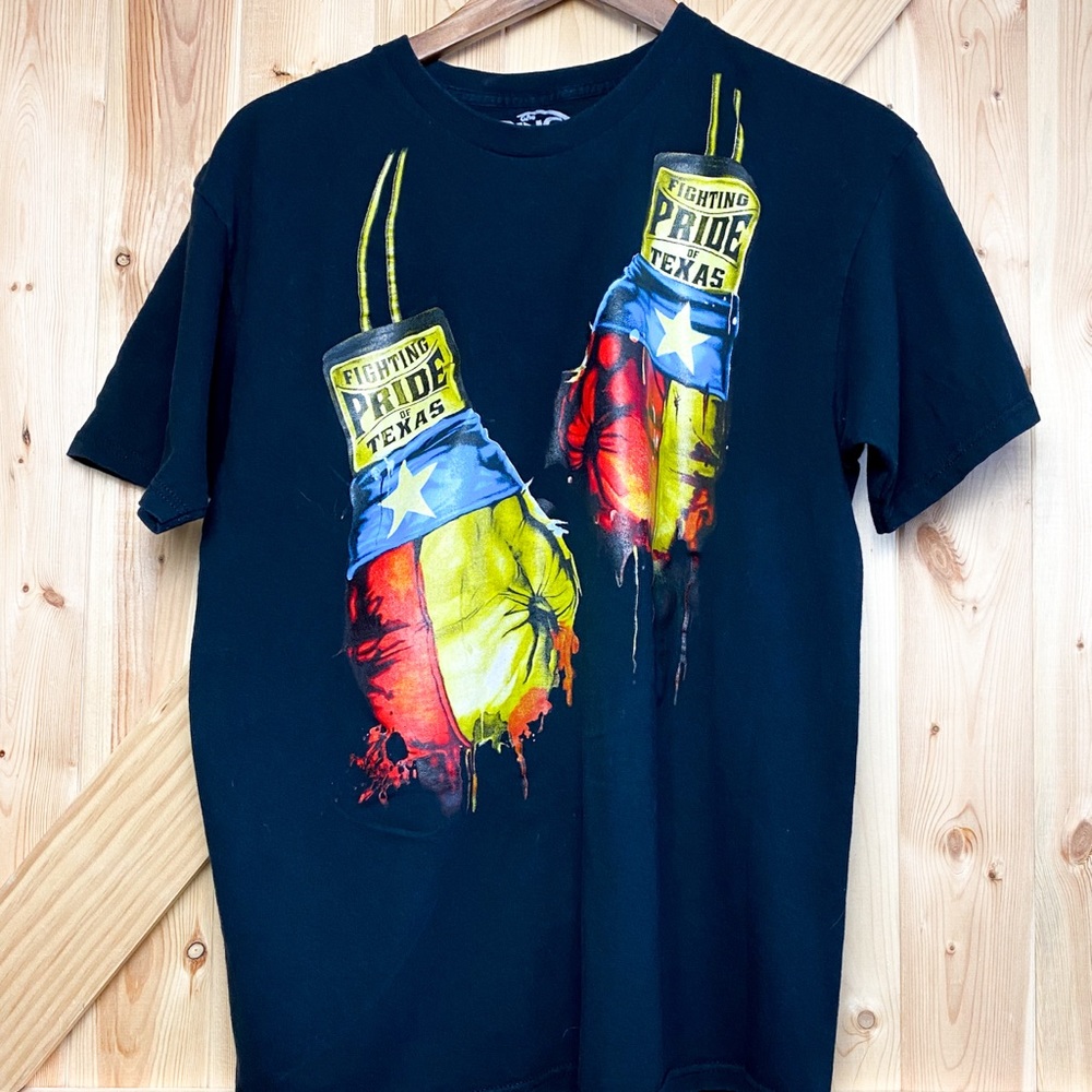 Large shirt from a boxing club in Texas.